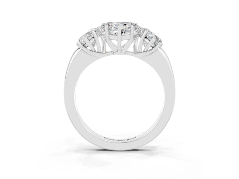 White gold Heart Cut Moissanite Three-Stone Ring with Four-Prong Setting and Classic Band_3