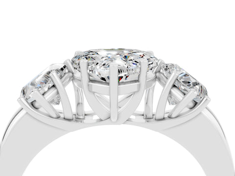 White gold Heart Cut Moissanite Three-Stone Ring with Four-Prong Setting and Classic Band_4