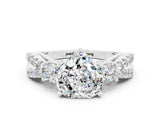 White gold Heart Cut Moissanite Three-Stone Ring with Pavé Split Shank and Four-Prong Setting_24