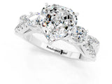 White gold Heart Cut Moissanite Three-Stone Ring with Pavé Split Shank and Four-Prong Setting_25