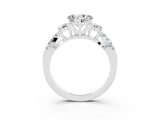 White gold Heart Cut Moissanite Three-Stone Ring with Pavé Split Shank and Four-Prong Setting_27