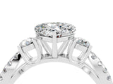White gold Heart Cut Moissanite Three-Stone Ring with Pavé Split Shank and Four-Prong Setting_28