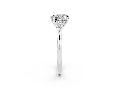 White gold Heart Cut Moissanite Three-Stone Ring with Pear Side Stones and Four-Prong Setting_14