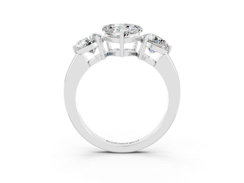 White gold Heart Cut Moissanite Three-Stone Ring with Prong Setting and Classic Band_3