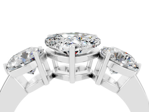 White gold Heart Cut Moissanite Three-Stone Ring with Prong Setting and Classic Band_4