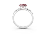 White gold Heart Cut Morganite Cluster Side Stone Solitaire Ring with Prong Setting_27