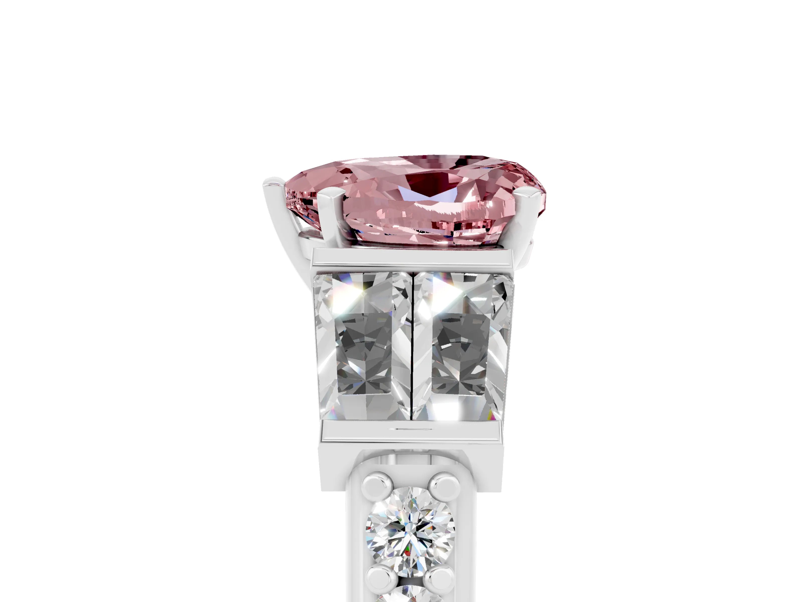 White gold Heart Cut Morganite Engagement Ring with Baguette Side Stones and Channel Set Band_5