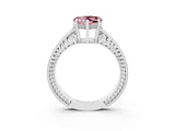 White gold Heart Cut Morganite Engagement Ring with Milgrain Channel Set Band and Prong Setting_3