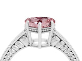 White gold Heart Cut Morganite Engagement Ring with Milgrain Channel Set Band and Prong Setting_4