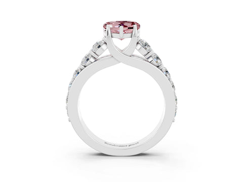 White gold Heart Cut Morganite Engagement Ring with Pavé Band and Four-Prong Setting_3