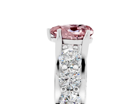 White gold Heart Cut Morganite Engagement Ring with Pavé Band and Four-Prong Setting_5