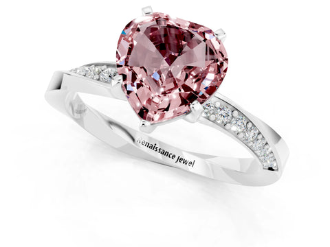White gold Heart Cut Morganite Engagement Ring with Side Stone Accents and Four-Prong Setting_25