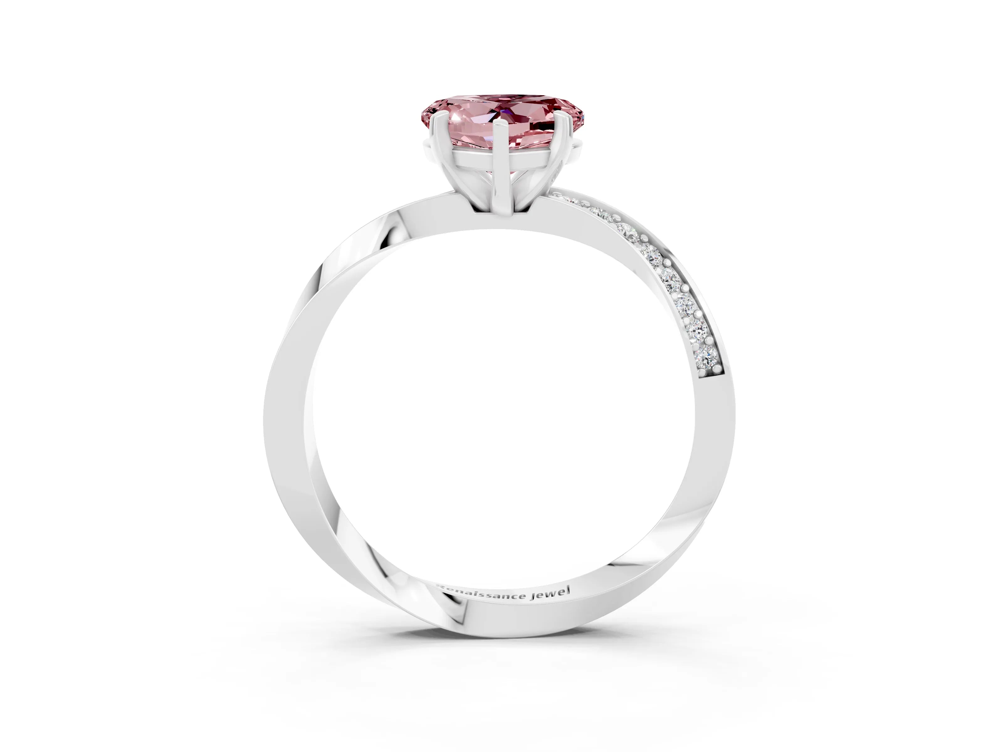White gold Heart Cut Morganite Engagement Ring with Side Stone Accents and Four-Prong Setting_27