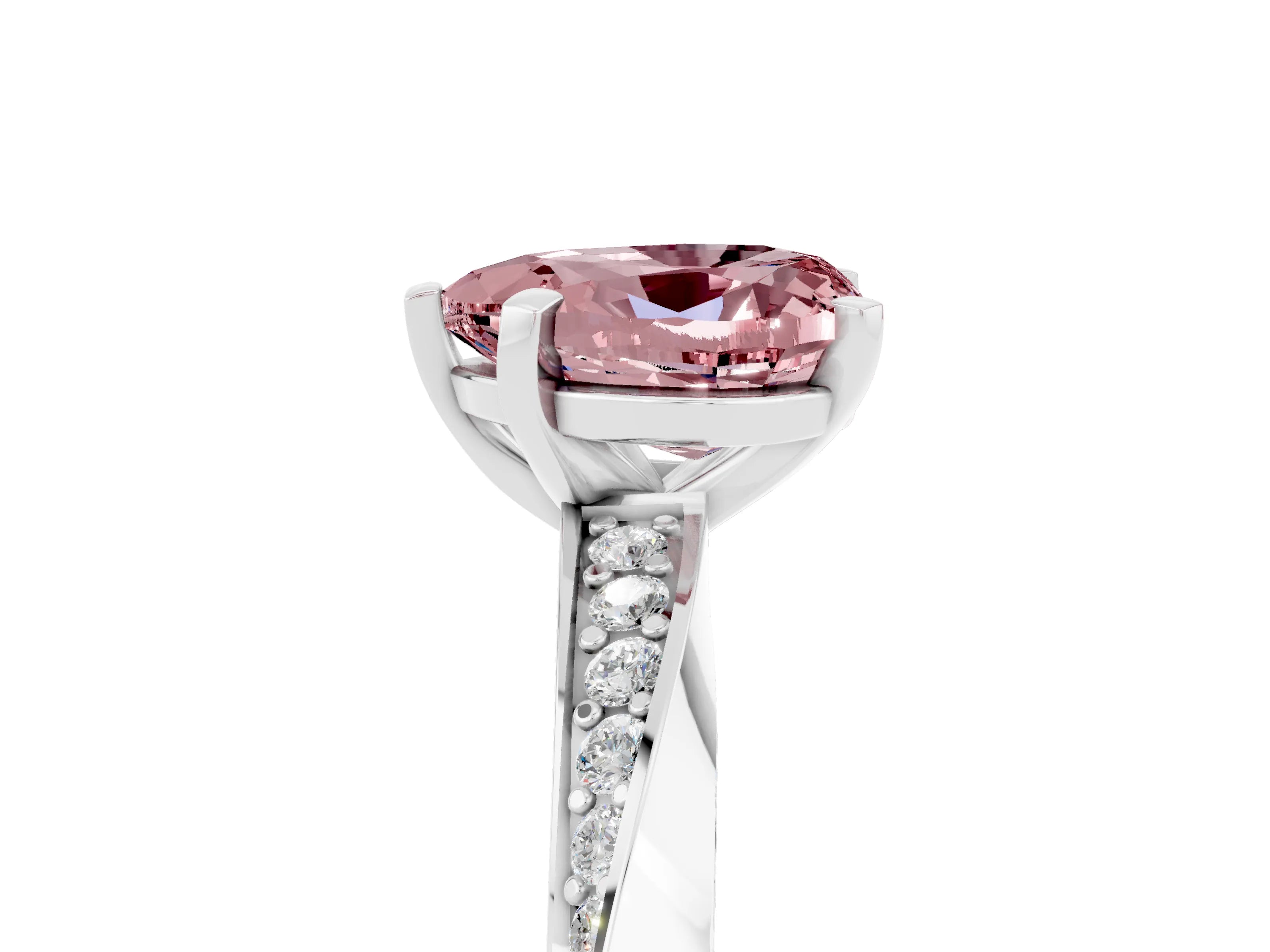 White gold Heart Cut Morganite Engagement Ring with Side Stone Accents and Four-Prong Setting_29