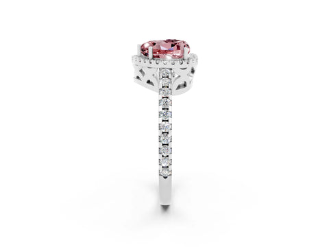 White gold Heart Cut Morganite Halo Engagement Ring with Pavé Band and Prong Setting_14