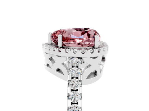 White gold Heart Cut Morganite Halo Engagement Ring with Pavé Band and Prong Setting_17