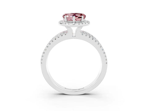 White gold Heart Cut Morganite Halo Engagement Ring with Split Shank and Four-Prong Setting_3