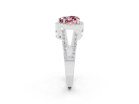White gold Heart Cut Morganite Halo Ring with Split Shank U-Prong Band and Four-Prong Setting_2