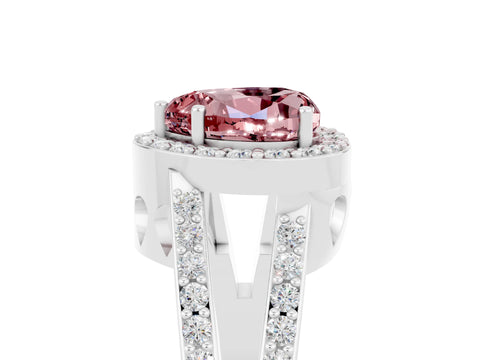White gold Heart Cut Morganite Halo Ring with Split Shank U-Prong Band and Four-Prong Setting_5