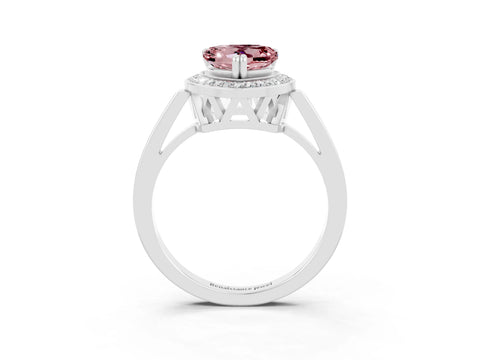 White gold Heart Cut Morganite Halo Ring with Split Shank and Four-Prong Setting_15
