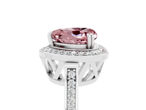 White gold Heart Cut Morganite Halo Ring with Split Shank and Four-Prong Setting_5