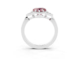 White gold Heart Cut Morganite Halo Ring with Tapered Band and Four-Prong Setting_3