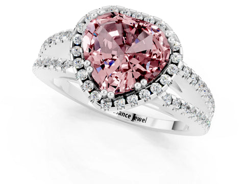 White gold Heart Cut Morganite Halo Split Shank Engagement Ring_13