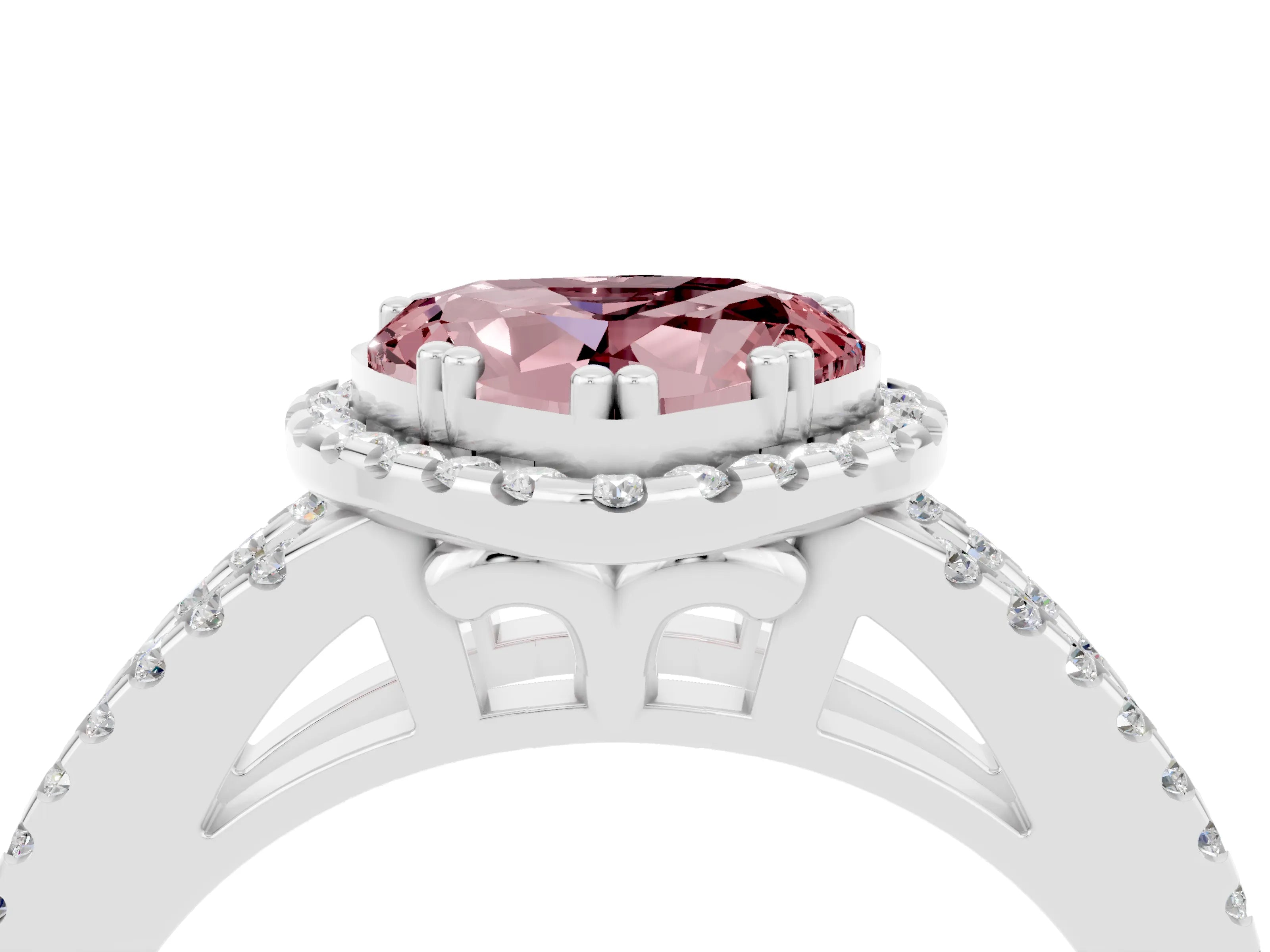 White gold Heart Cut Morganite Halo Split Shank Engagement Ring_16