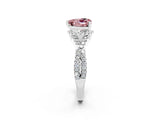 White gold Heart Cut Morganite Halo Twist Band Solitaire Prong Setting Ring_2
