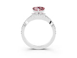 White gold Heart Cut Morganite Halo Twist Band Solitaire Prong Setting Ring_3