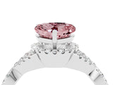 White gold Heart Cut Morganite Halo Twist Band Solitaire Prong Setting Ring_4