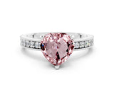 White gold Heart Cut Morganite Milgrain Pavé Engagement Ring with Four-Prong Setting_12