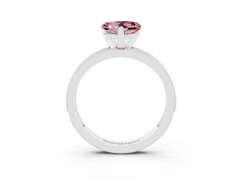 White gold Heart Cut Morganite Milgrain Pavé Engagement Ring with Four-Prong Setting_15