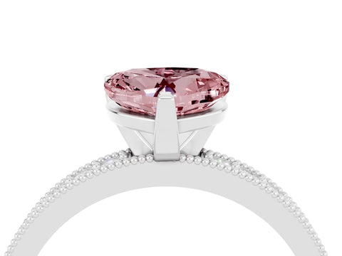 White gold Heart Cut Morganite Milgrain Pavé Engagement Ring with Four-Prong Setting_16