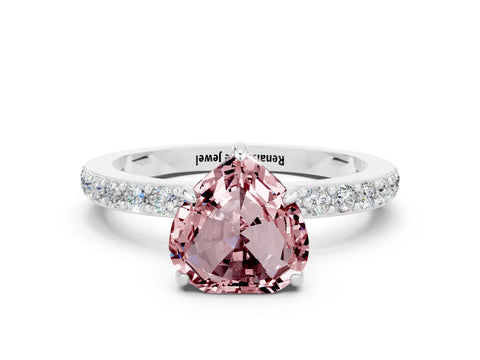 White gold Heart Cut Morganite Pavé Engagement Ring with Round  Accents and Prong Setting_24