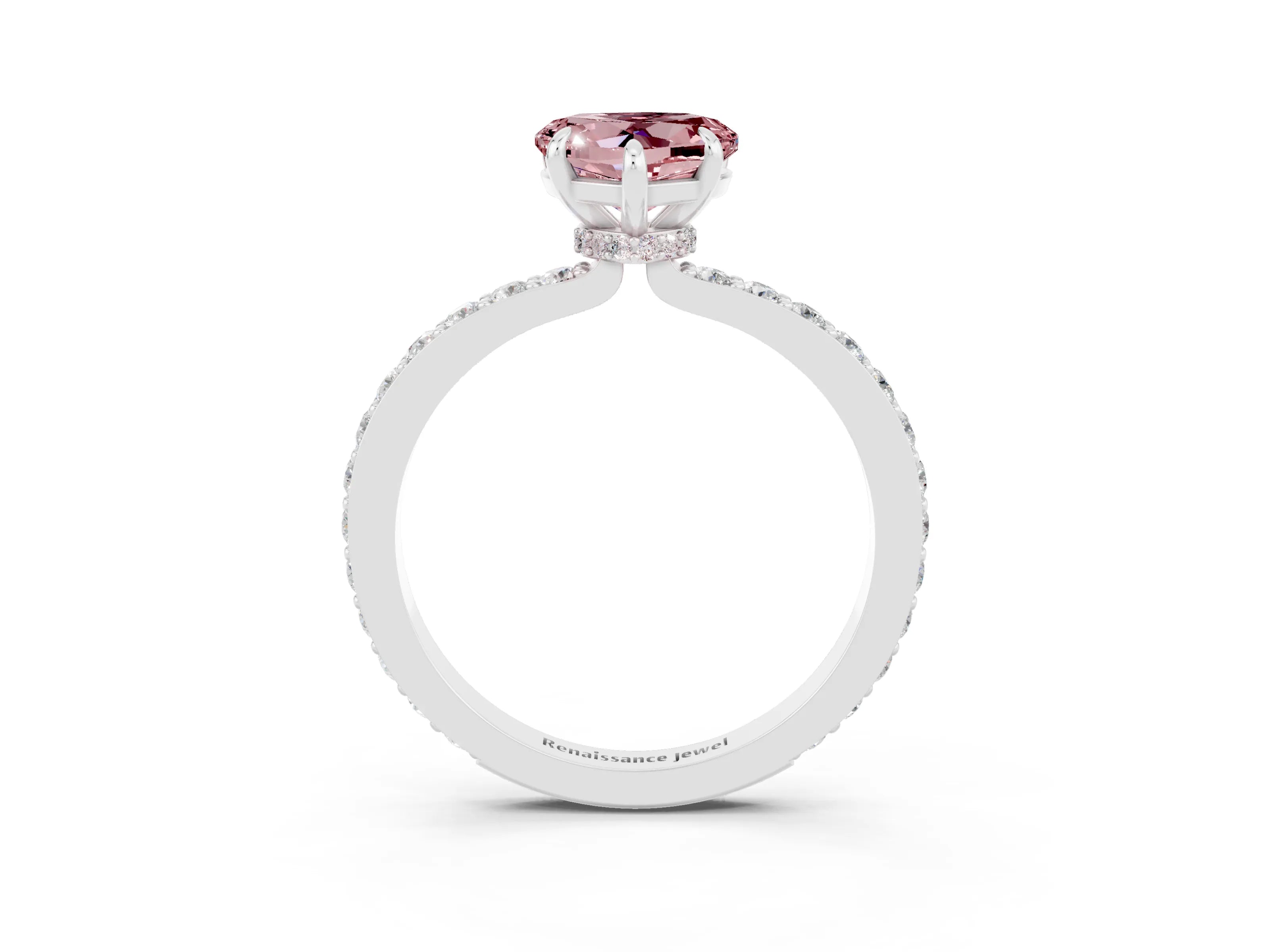 White gold Heart Cut Morganite Pavé Engagement Ring with Round  Accents and Prong Setting_27