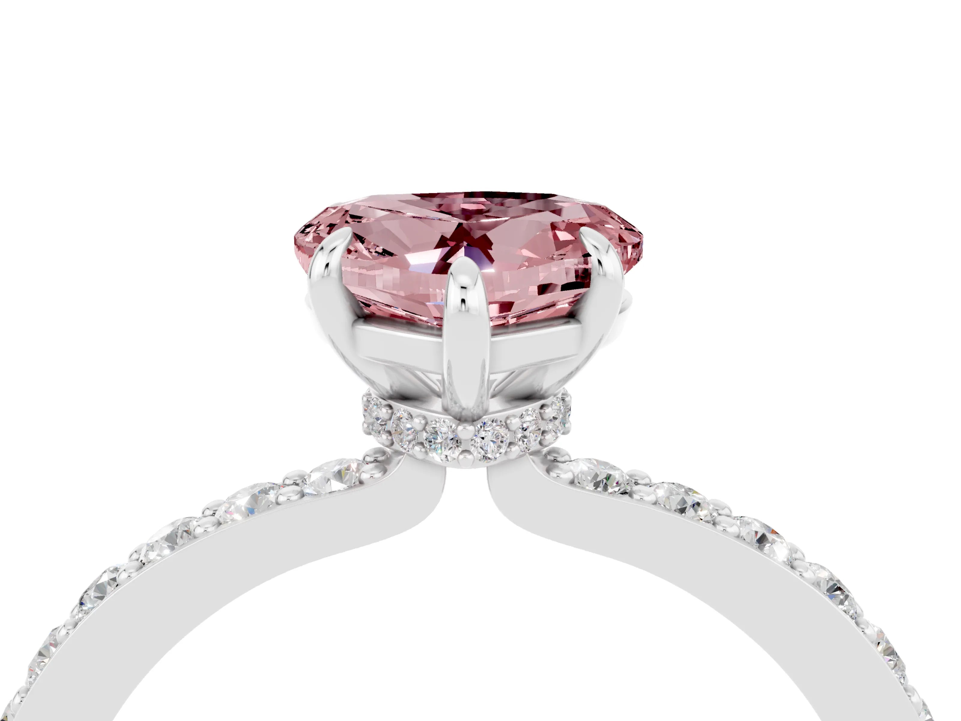 White gold Heart Cut Morganite Pavé Engagement Ring with Round  Accents and Prong Setting_28