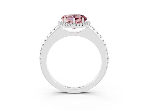 White gold Heart Cut Morganite Pavé Halo Ring with Four-Prong Setting_15