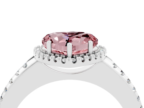 White gold Heart Cut Morganite Pavé Halo Ring with Four-Prong Setting_16