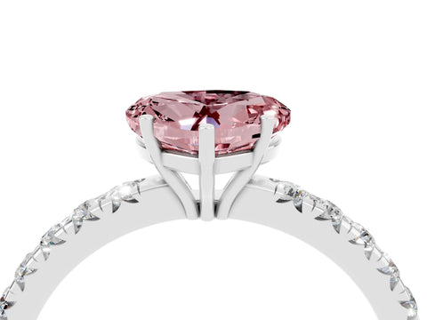 White gold Heart Cut Morganite Pavé Solitaire Engagement Ring with Four-Prong Setting_16