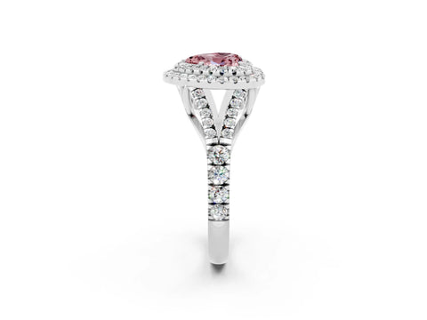 White gold Heart Cut Morganite Pavé Split Shank Double Halo Engagement Ring_2