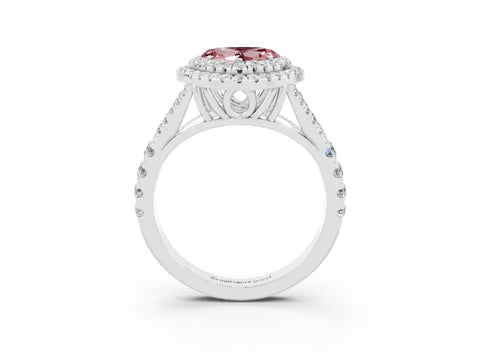 White gold Heart Cut Morganite Pavé Split Shank Double Halo Engagement Ring_3