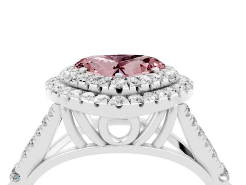 White gold Heart Cut Morganite Pavé Split Shank Double Halo Engagement Ring_4