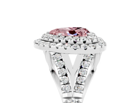 White gold Heart Cut Morganite Pavé Split Shank Double Halo Engagement Ring_5
