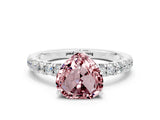 White gold Heart Cut Morganite Pave Band Solitaire Ring with Four-Prong Setting_24