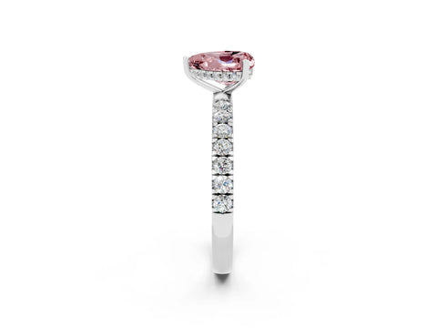 White gold Heart Cut Morganite Pave Band Solitaire Ring with Four-Prong Setting_26