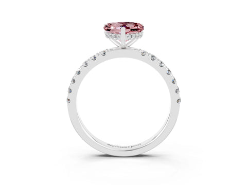 White gold Heart Cut Morganite Pave Band Solitaire Ring with Four-Prong Setting_27