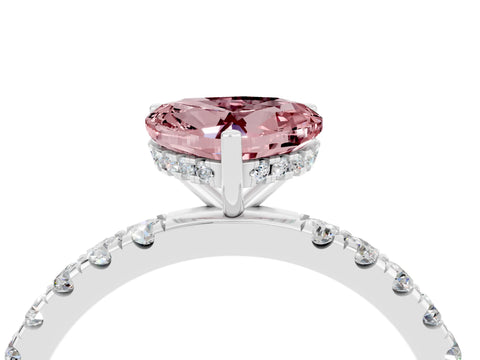 White gold Heart Cut Morganite Pave Band Solitaire Ring with Four-Prong Setting_28