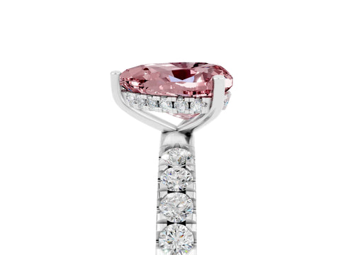 White gold Heart Cut Morganite Pave Band Solitaire Ring with Four-Prong Setting_29
