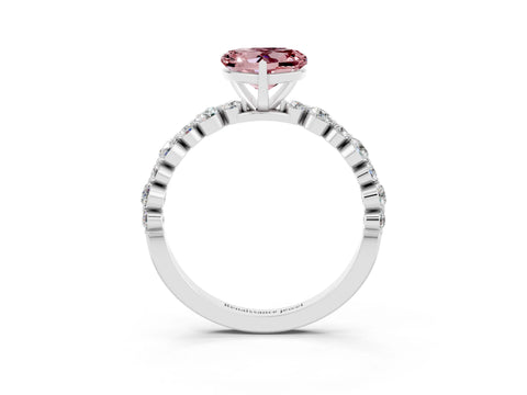 White gold Heart Cut Morganite Prong Set Engagement Ring with Pavé Band_3